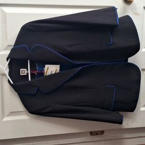 🆕️ Anne Klein women's size 14 black with blue trim suit jacket Blazer